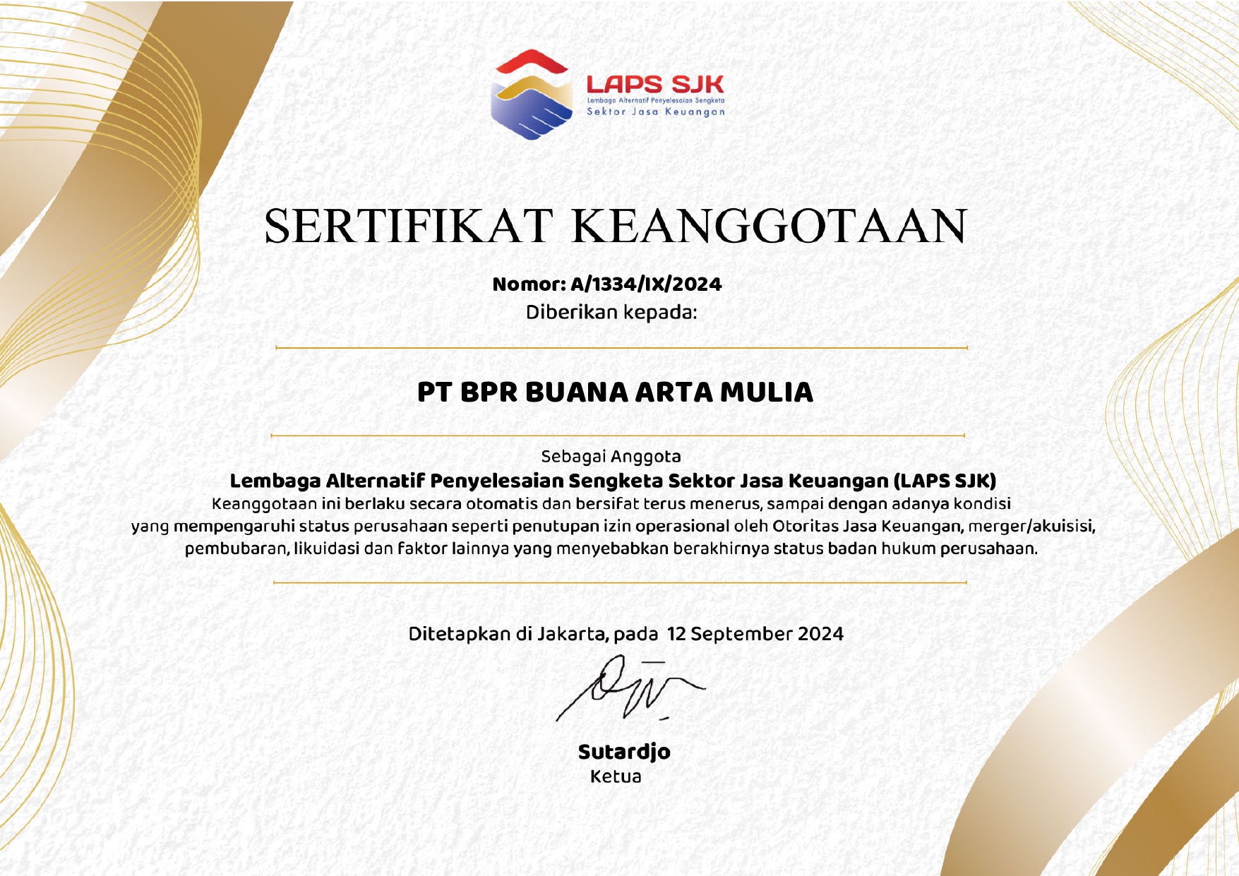 Sertifikat LAPS SJK